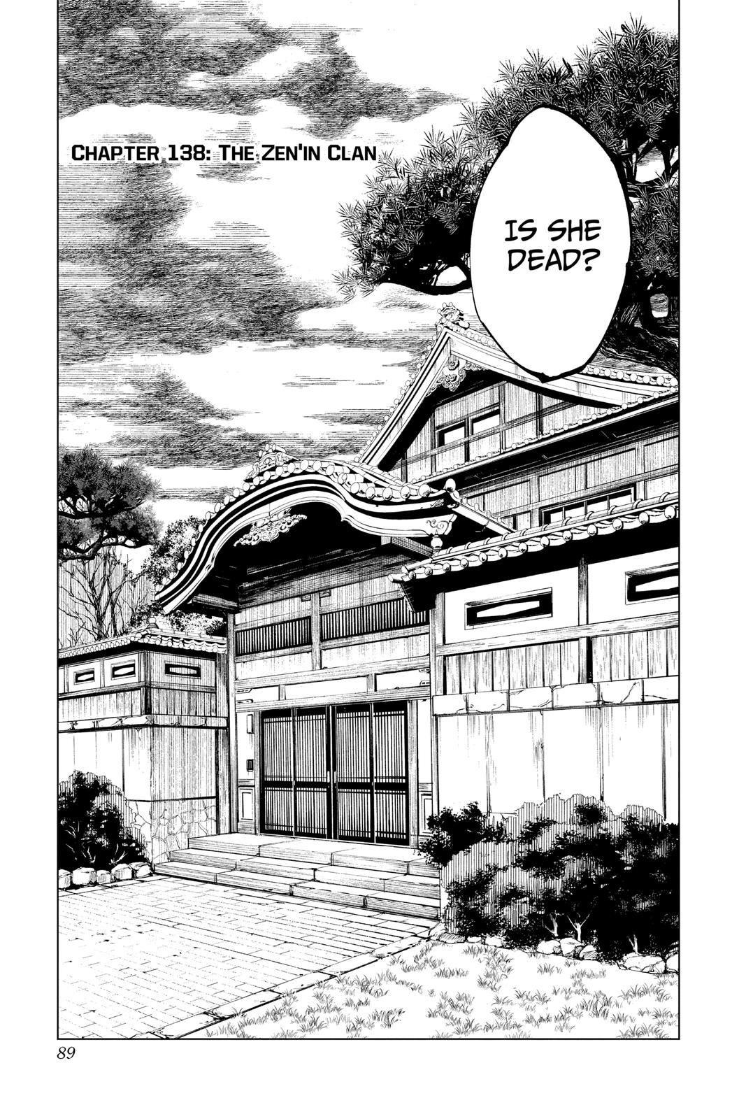 Jujutsu Kaisen Manga Chapter 138 page 1 - The Zenin Clan