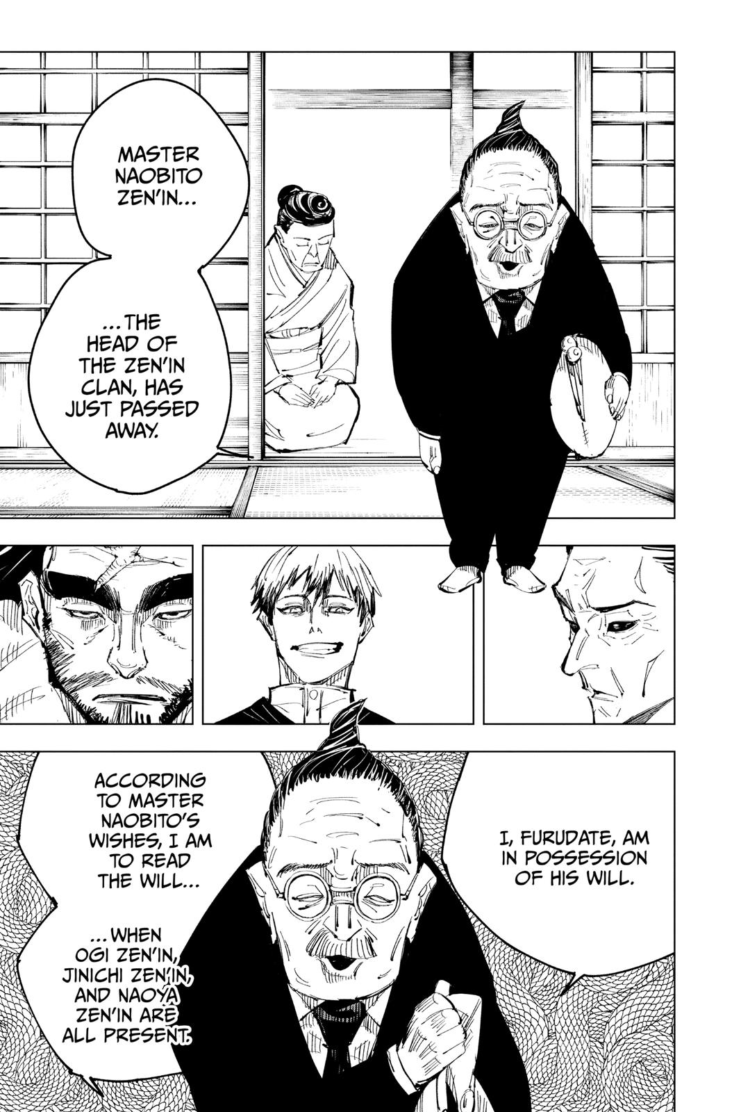 Jujutsu Kaisen Manga Chapter 138 page 7 - The Zenin Clan