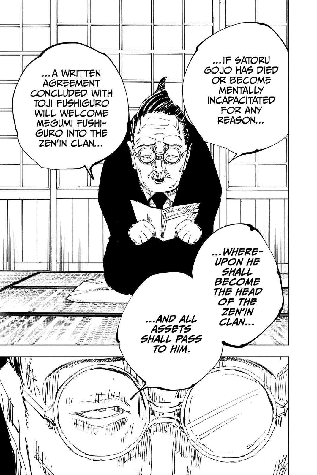 Jujutsu Kaisen Manga Chapter 138 page 9 - The Zenin Clan