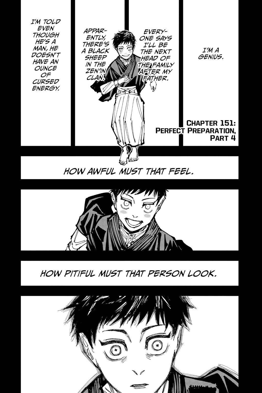 Jujutsu Kaisen Manga Chapter 151 page 1 - Perfect Preparation, Part 4