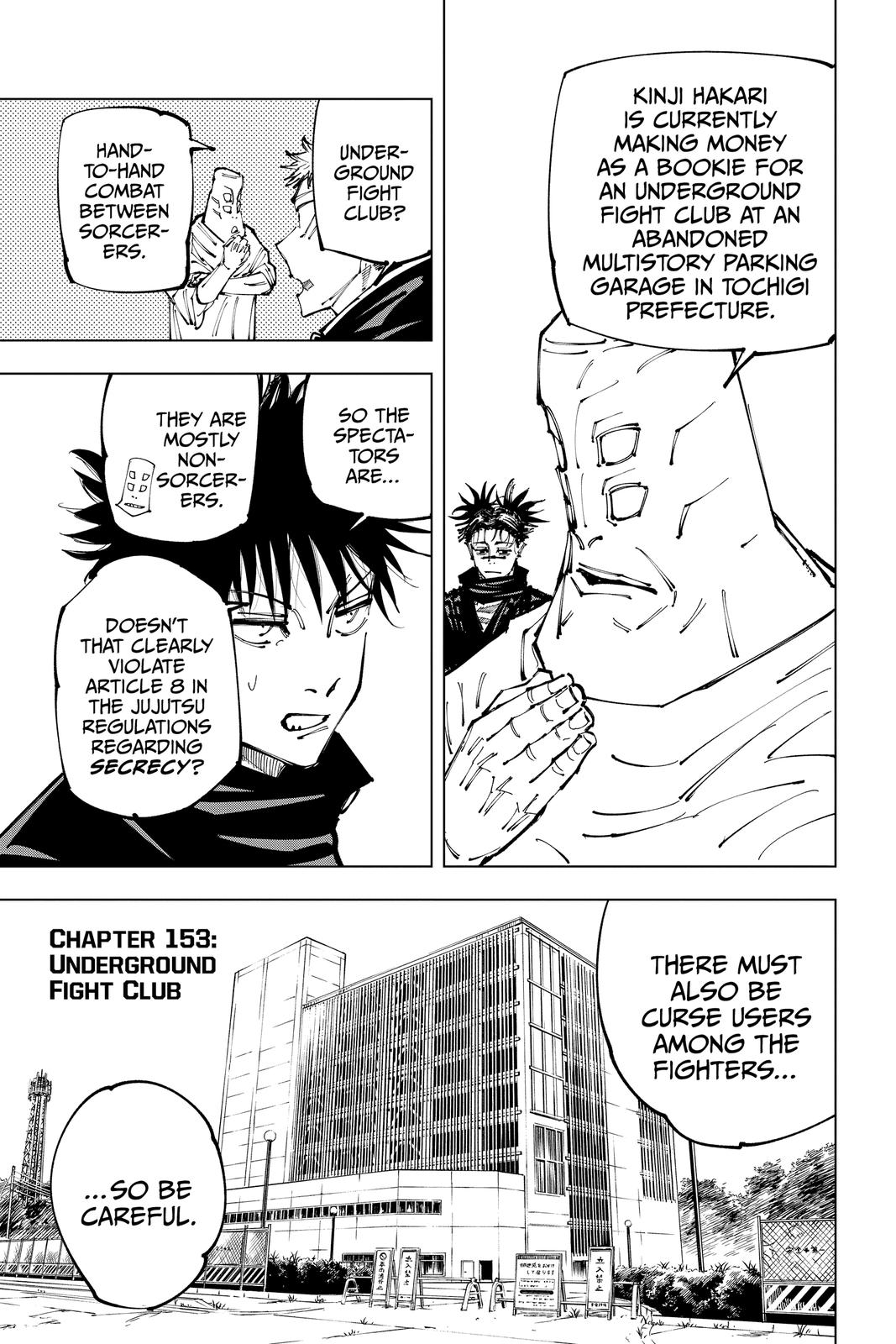 Jujutsu Kaisen Manga Chapter 153 page 7 - Underground Fight Club