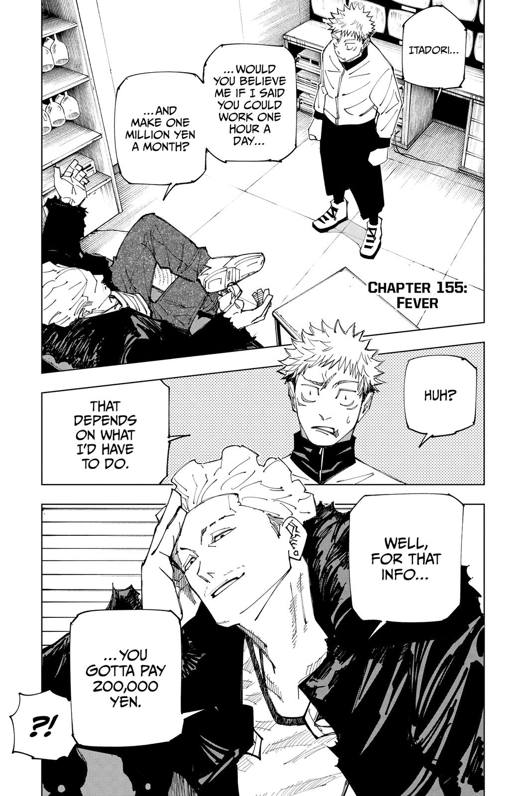 Jujutsu Kaisen Manga Chapter 155 page 1 - Fever