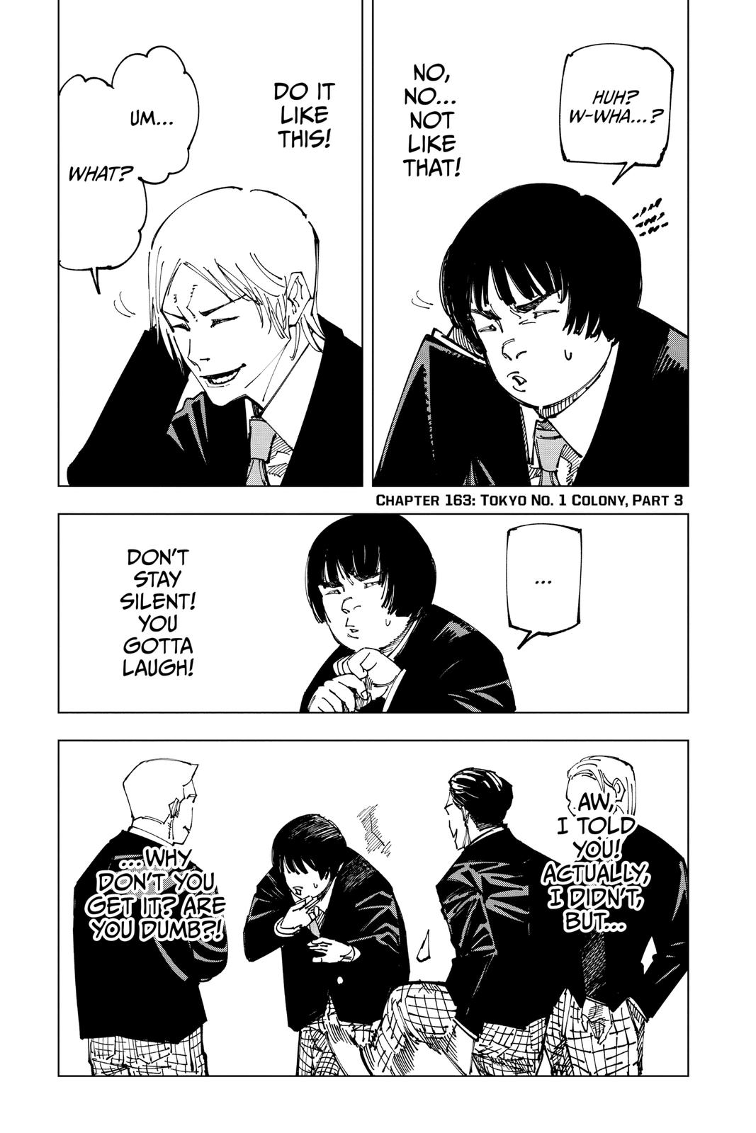 Jujutsu Kaisen Manga Chapter 163 page 1 - Tokyo No. 1 Colony, Part 3