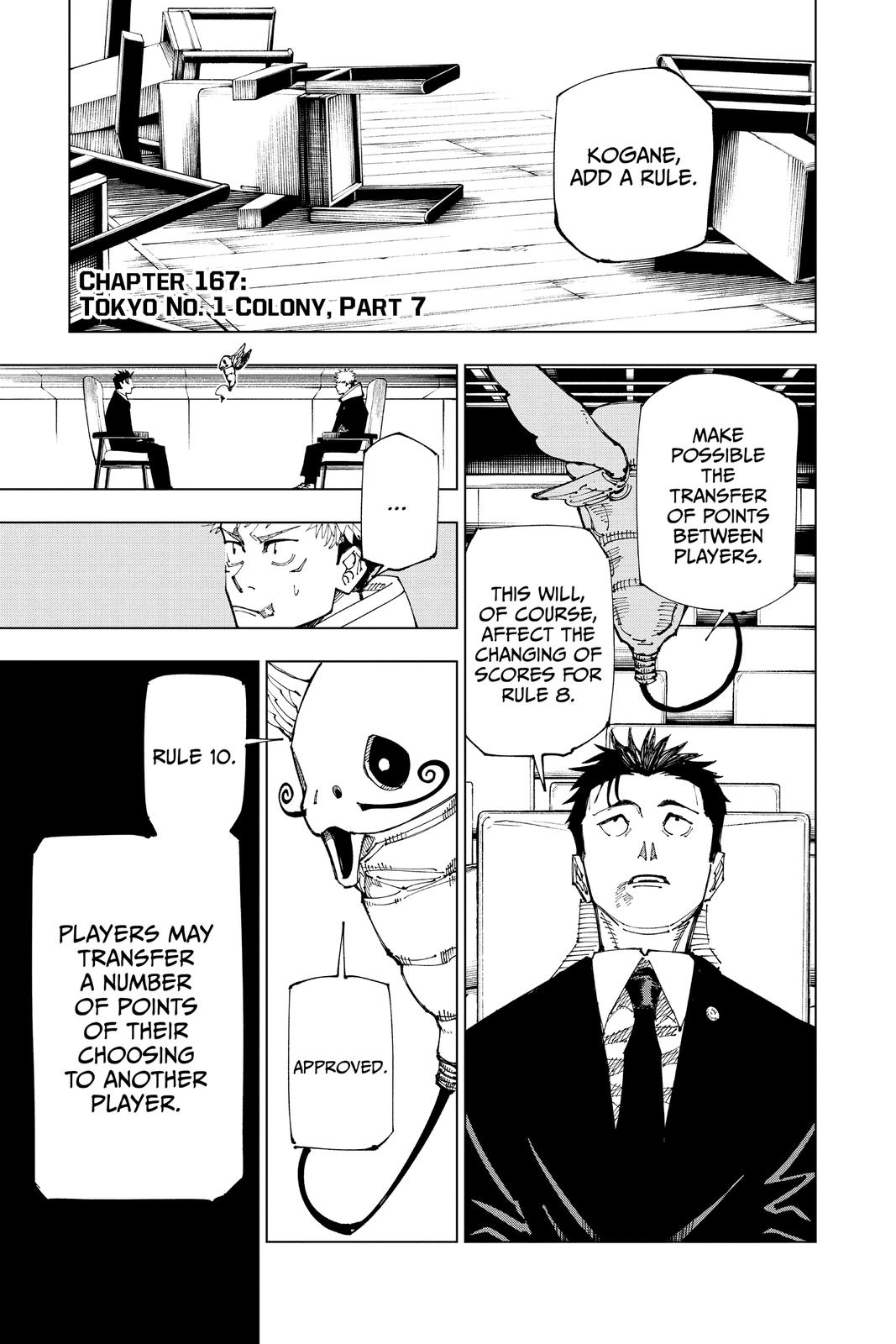 Jujutsu Kaisen Manga Chapter 167 page 1 - Tokyo No. 1 Colony, Part 7