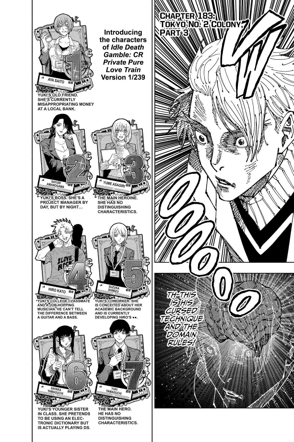 Jujutsu Kaisen Manga Chapter 183 page 1 - Tokyo No. 2 Colony, Part 3