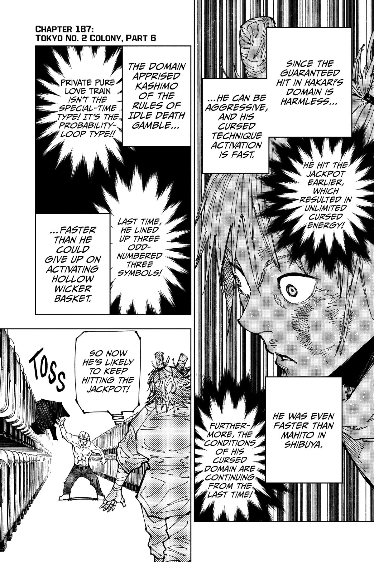 Jujutsu Kaisen Manga Chapter 187 page 1 - Tokyo No. 2 Colony, Part 6