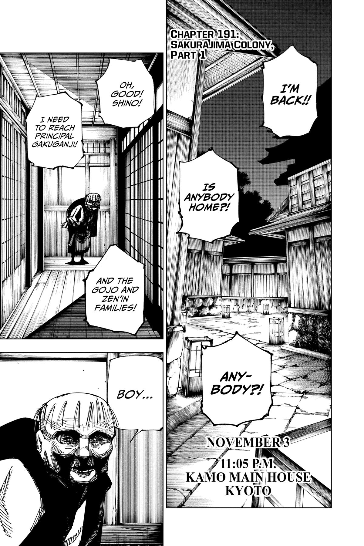 Jujutsu Kaisen Manga Chapter 191 page 7 - Sakurajima Colony, Part 1