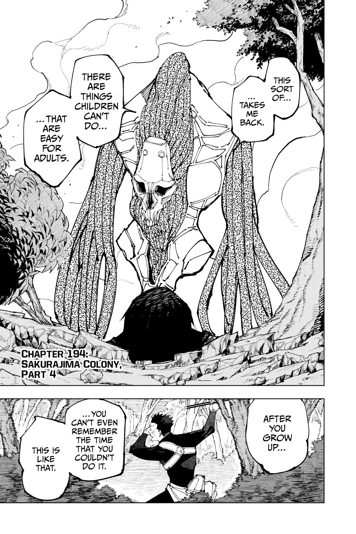 Jujutsu Kaisen Manga Chapter 194 page 1 - Sakurajima Colony, Part 4