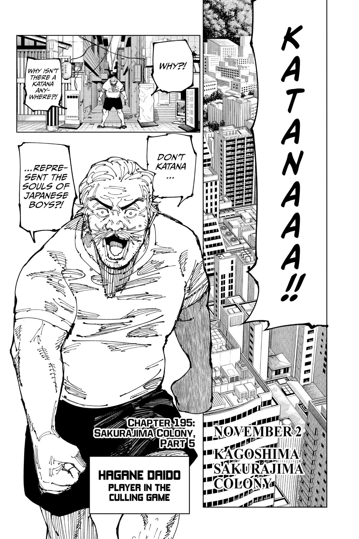 Jujutsu Kaisen Manga Chapter 195 page 1 - Sakurajima Colony, Part 5