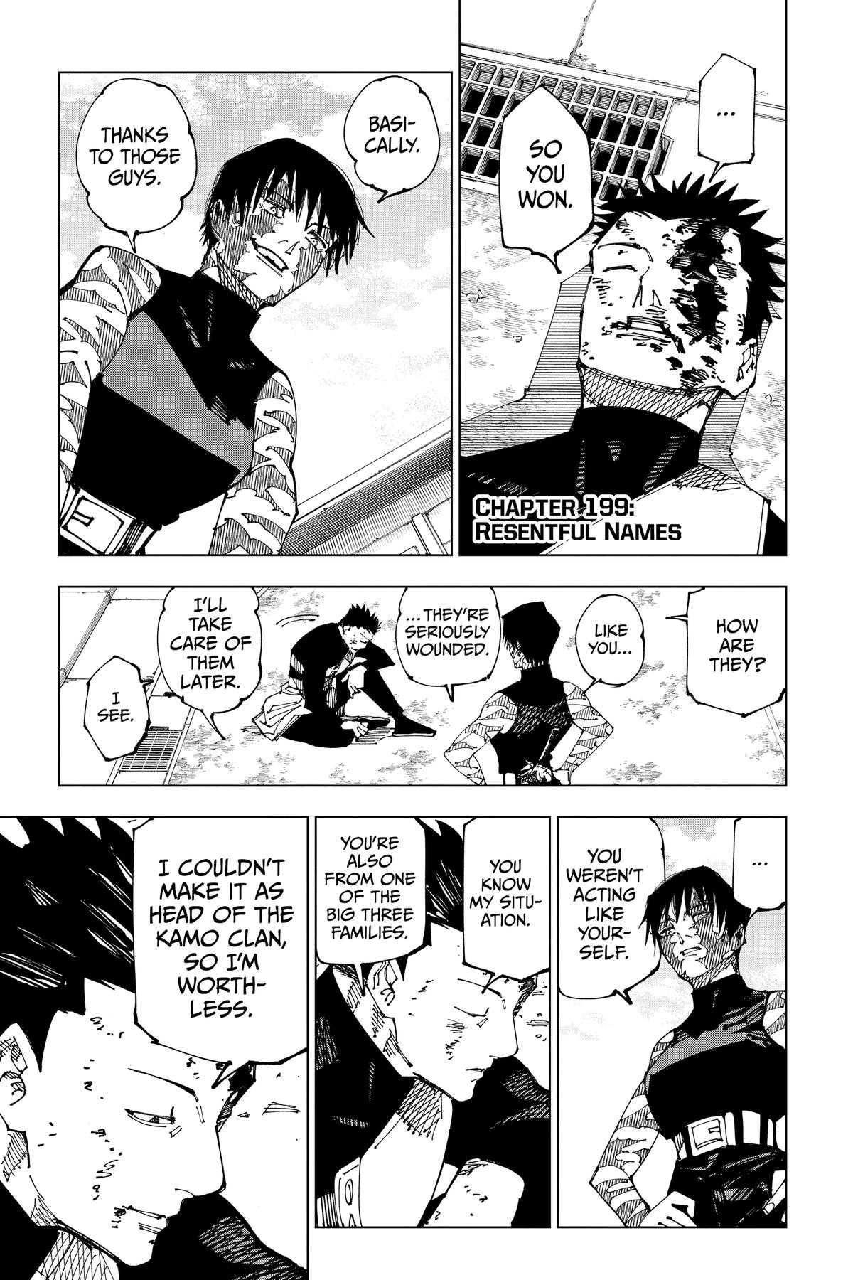 Jujutsu Kaisen Manga Chapter 199 page 1 - Resentful Names