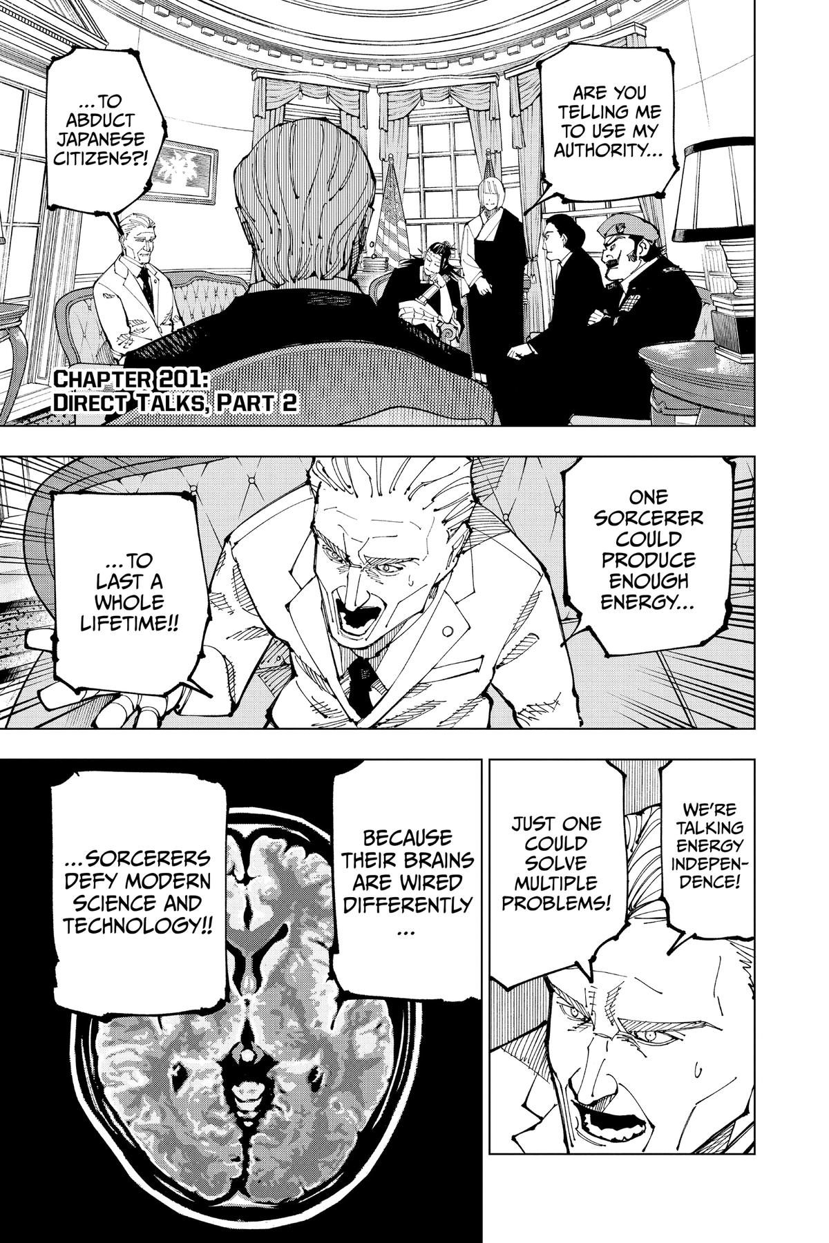 Jujutsu Kaisen Manga Chapter 201 page 1 - Direct Talks, Part 2