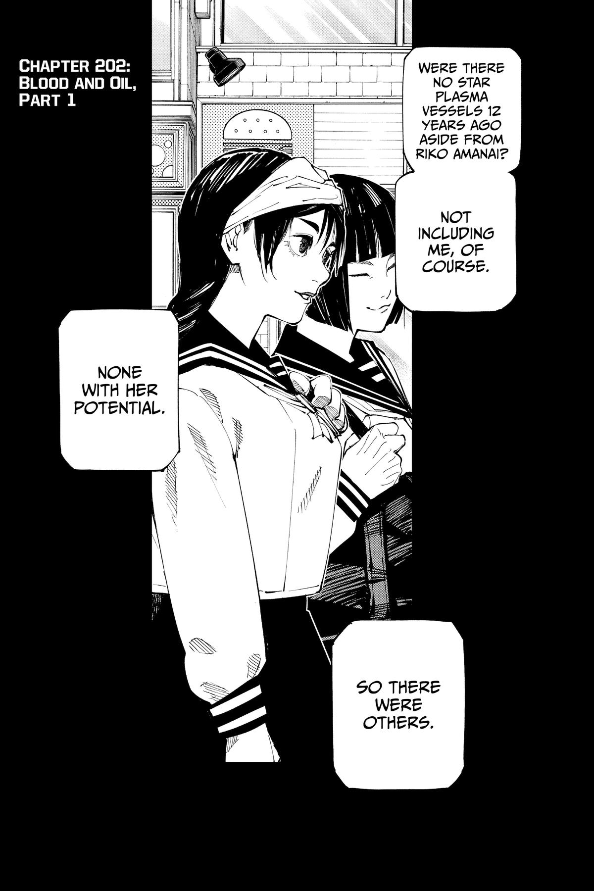 Jujutsu Kaisen Manga Chapter 202 page 1 - Blood and Oil