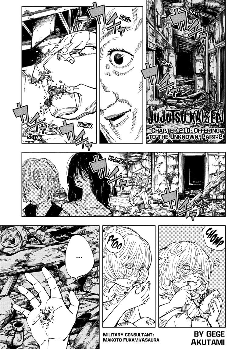 Jujutsu Kaisen Manga Chapter 210 page 1 - Offering to the Unknown, Part 2