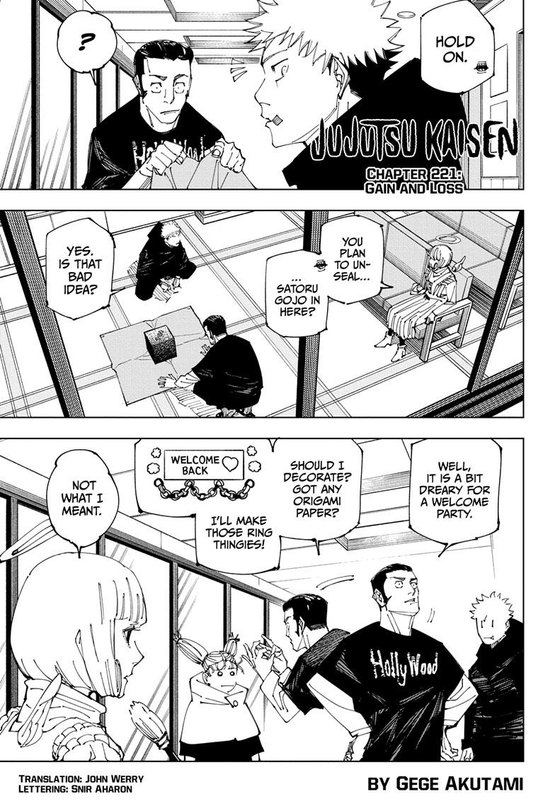 Jujutsu Kaisen Manga Chapter 221 page 1 - Gain and Loss