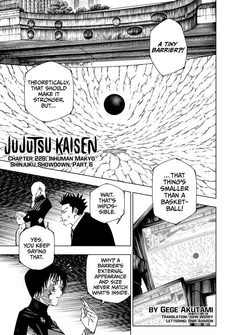 Jujutsu Kaisen Manga Chapter 228 page 1 - Inhuman Makyo Shinjuku Showdown, Part 6