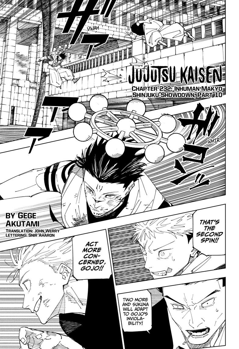 Jujutsu Kaisen Manga Chapter 232 page 1 - Inhuman Makyo Shinjuku Showdown, Part 10