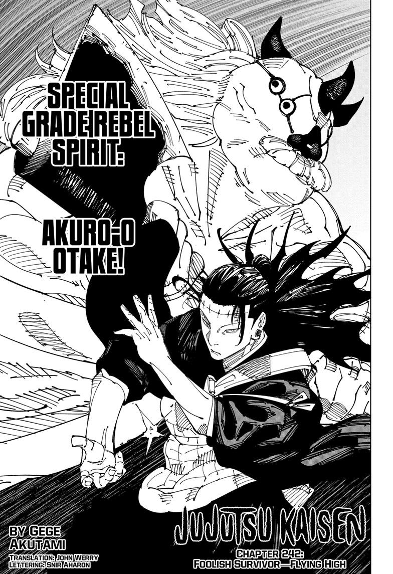 Jujutsu Kaisen Manga Chapter 242 page 1 - Foolish Survivor —Flying High—