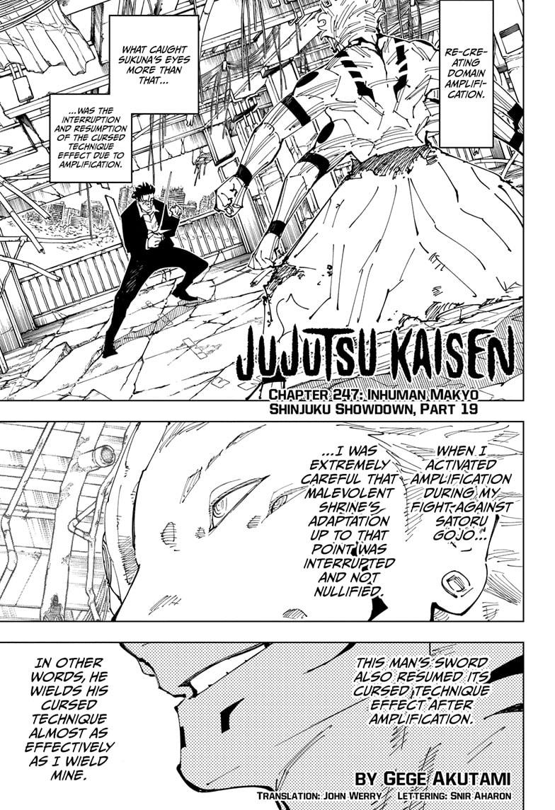 Jujutsu Kaisen Manga Chapter 247 page 1 - Inhuman Makyo Shinjuku Showdown, Part 19