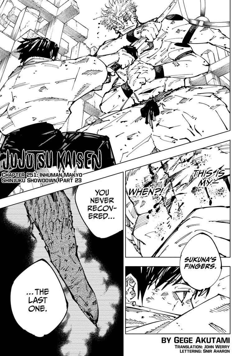 Jujutsu Kaisen Manga Chapter 251 page 1 - Inhuman Makyo Shinjuku Showdown, Part 23