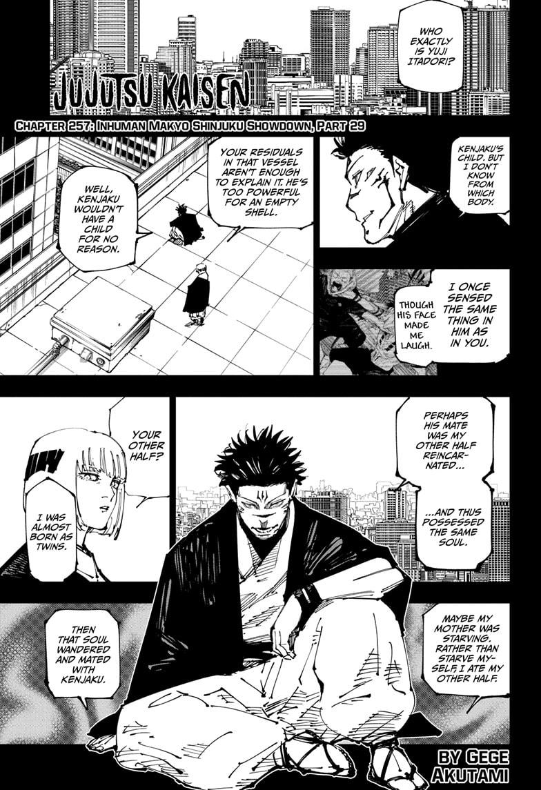 Jujutsu Kaisen Manga Chapter 257 page 1 - Inhuman Makyo Shinjuku Showdown, Part 29