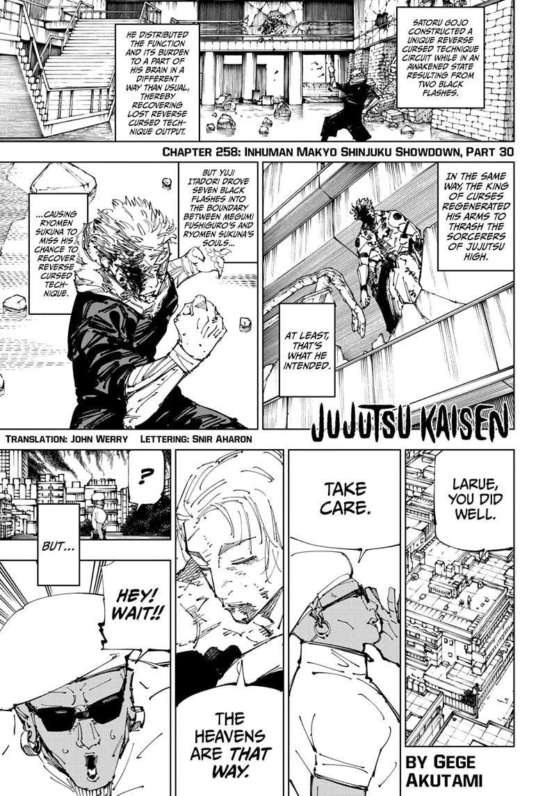 Jujutsu Kaisen Manga Chapter 258 page 1 - Inhuman Makyo Shinjuku Showdown, Part 30