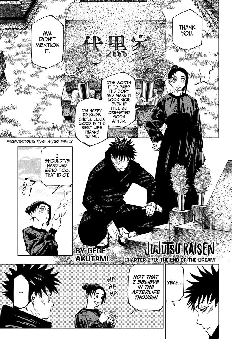 Jujutsu Kaisen Manga Chapter 270 page 1 - The End of the Dream