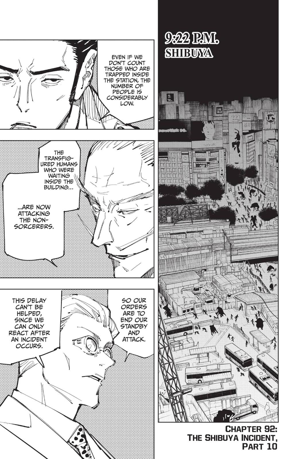 Jujutsu Kaisen Manga Chapter 92 page 1 - The Shibuya Incident, Part 10